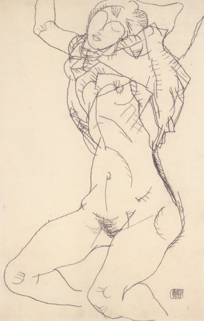 Reclining Half-Nude with Raised Arms by Egon Schiele